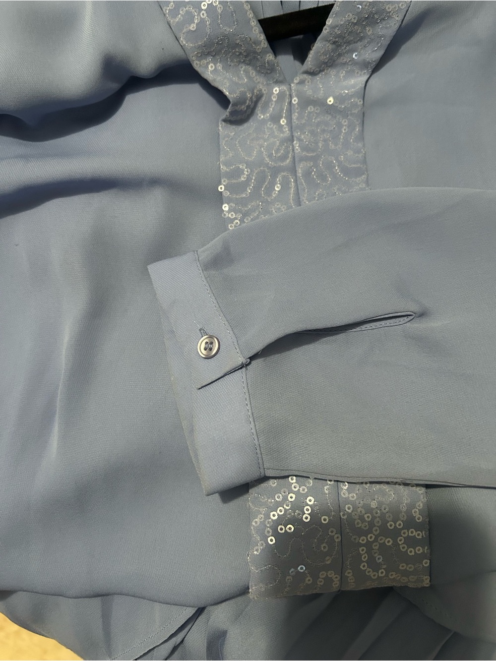 Chico's Soft Blue Pleated-Back Blouse - Picture 5 of 5
